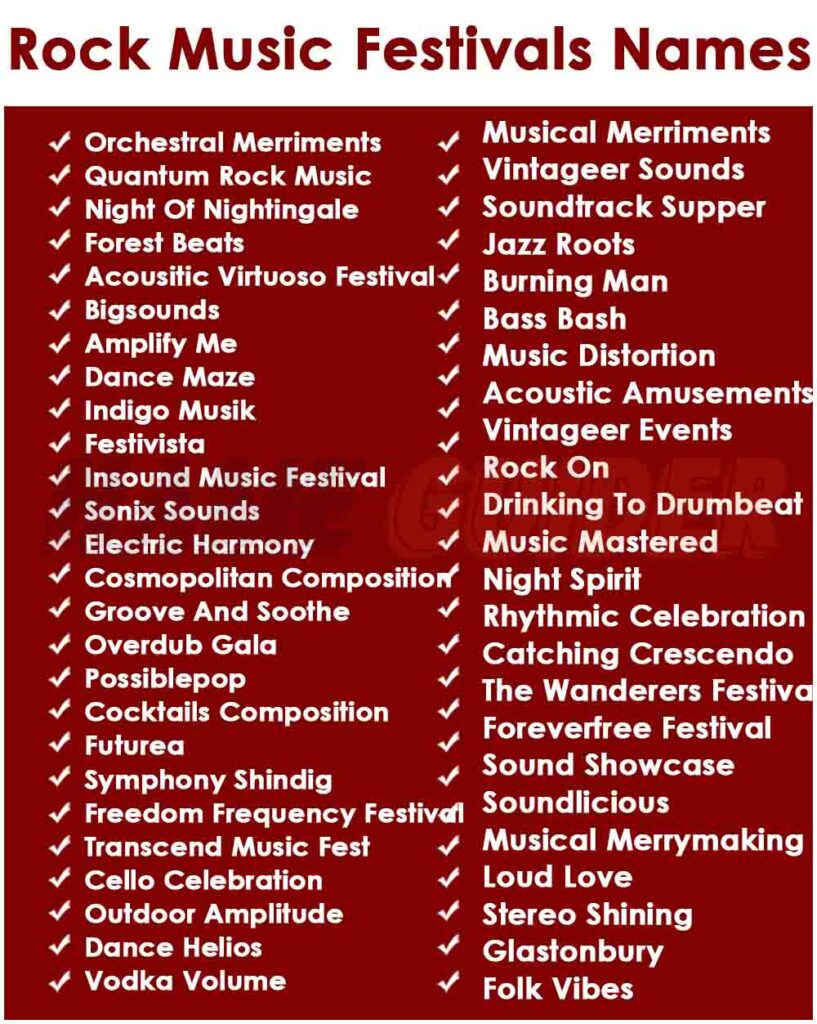 Rock Music Festivals Names