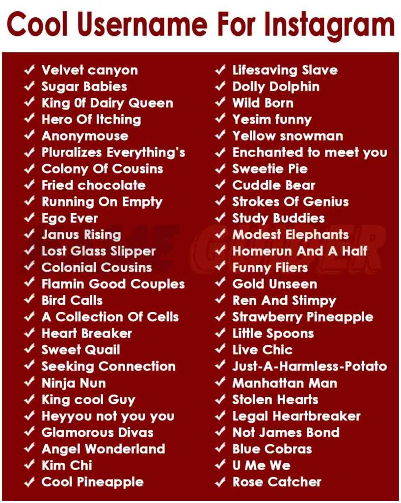 cool username for instagram