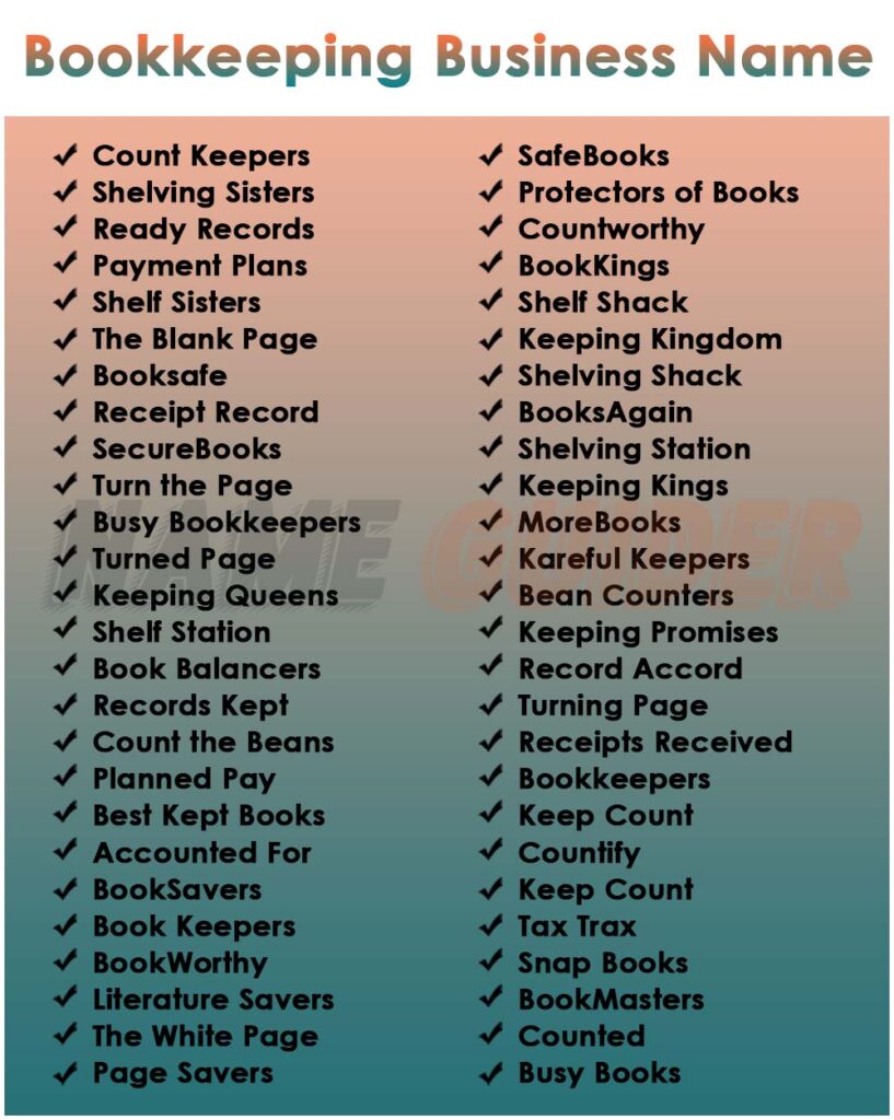 Bookkeeping Business Names