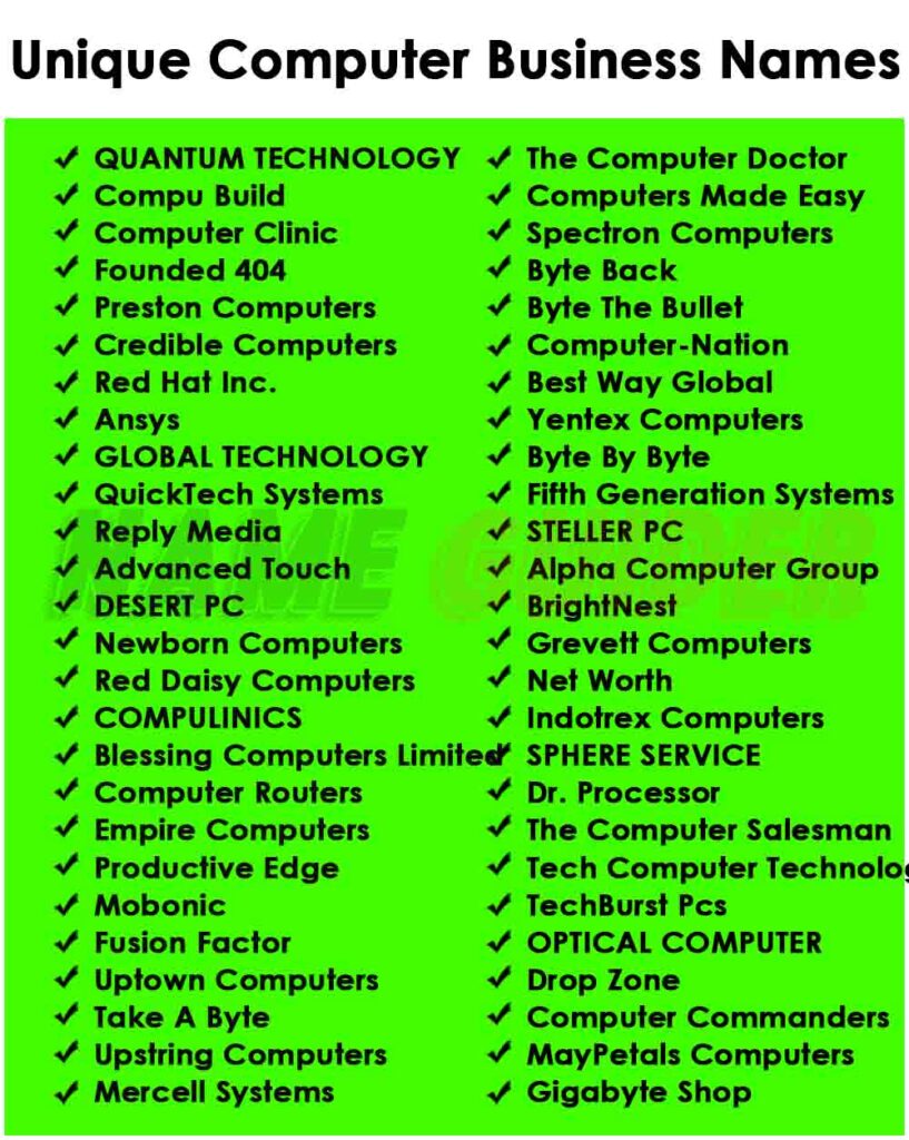 Unique Computer Business Names