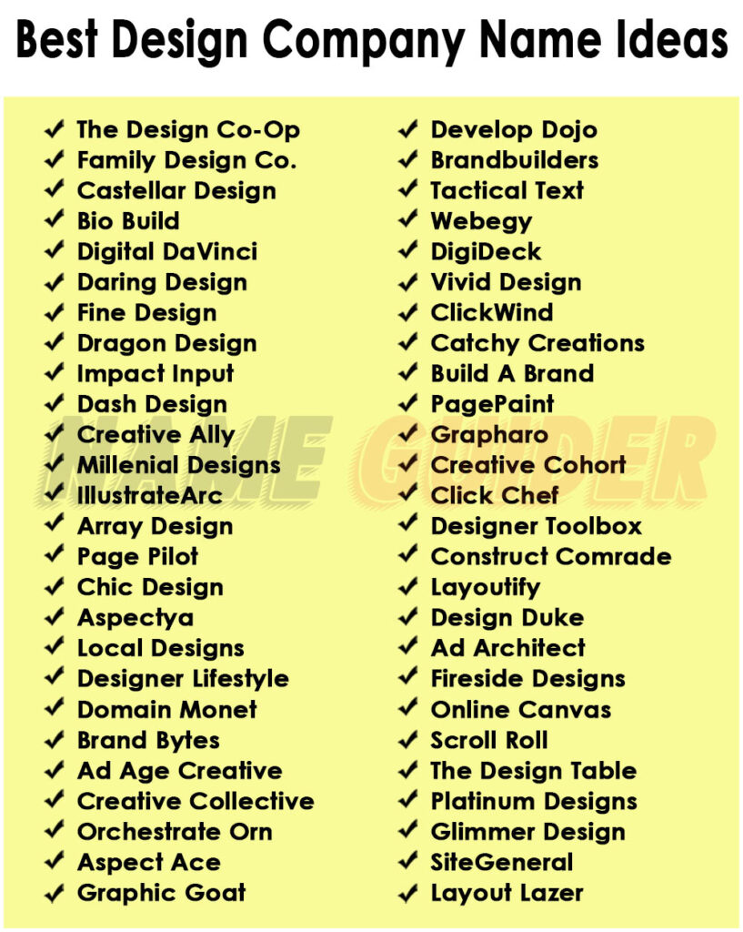 Best Design Company Name Ideas