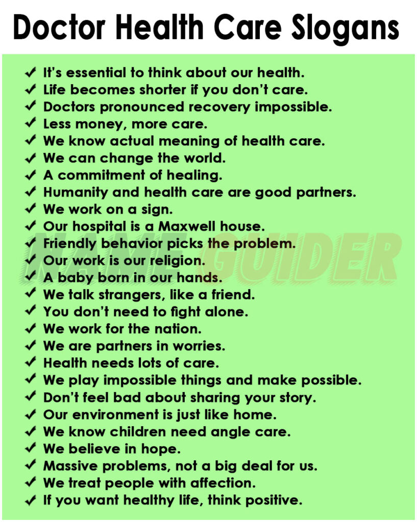 Doctor Health Care Slogans