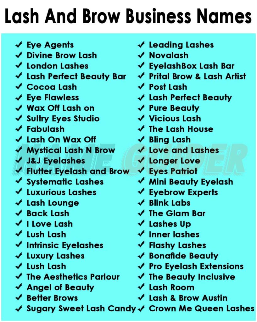 Lash And Brow Business Names 817x1024