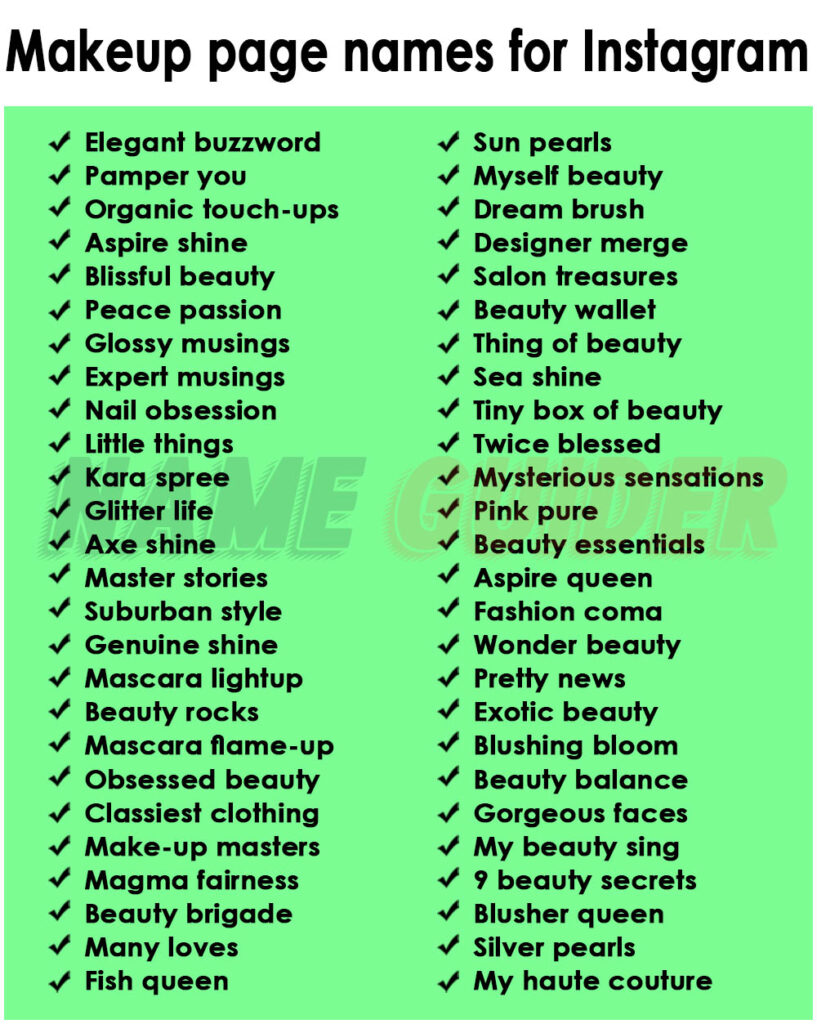 Makeup page names for Instagram