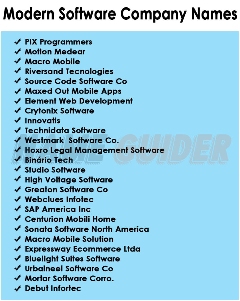 Modern Software Company Names