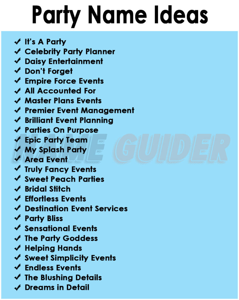 party planning business names ideas