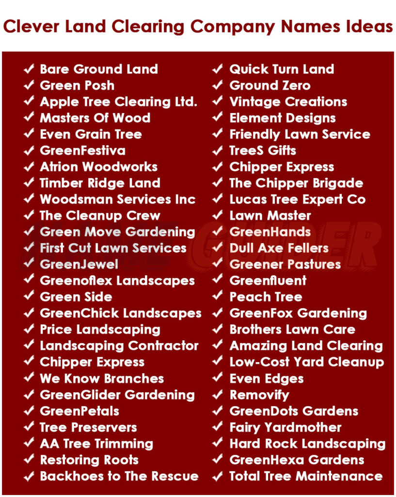 Clever Land Clearing Company Names Ideas