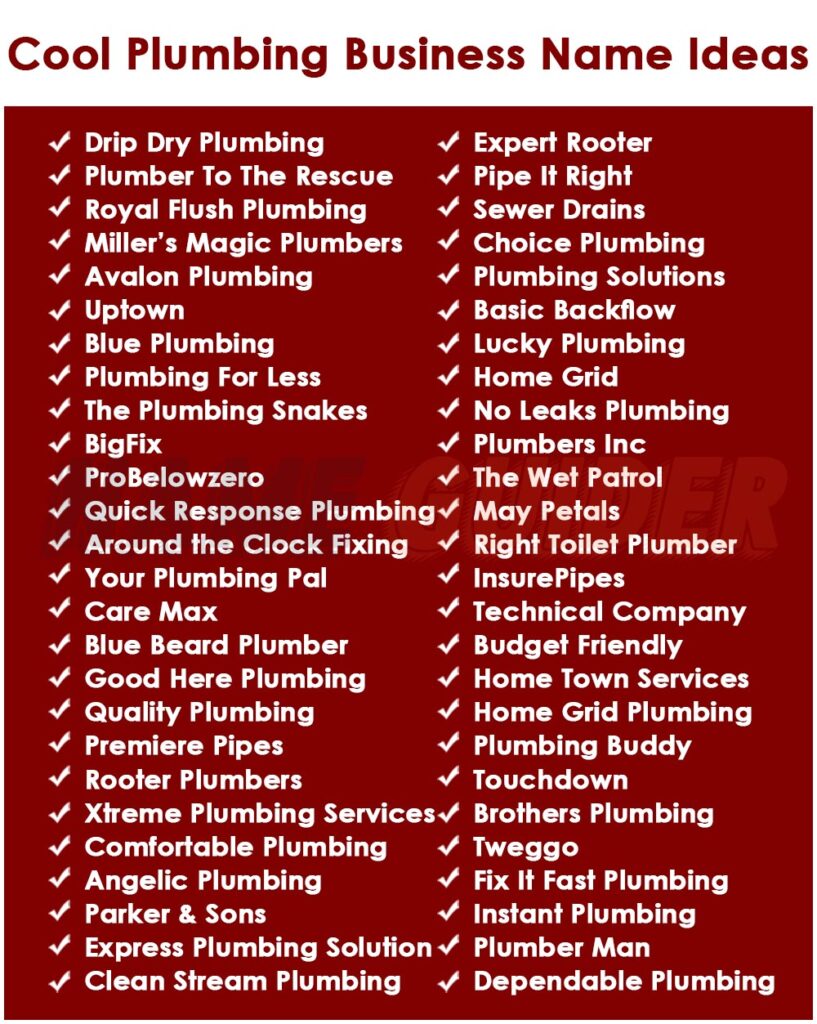 Cool Plumbing Business Name Ideas