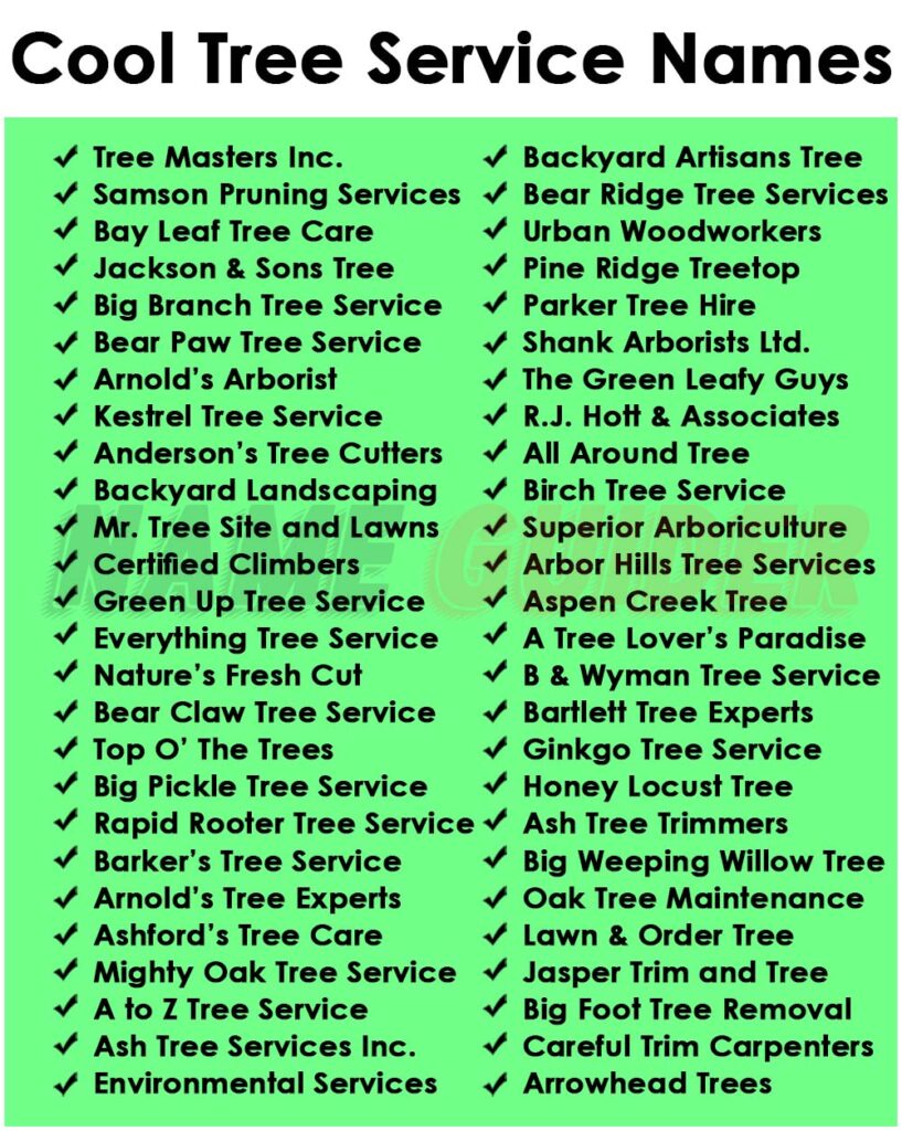 Cool Tree Service Names