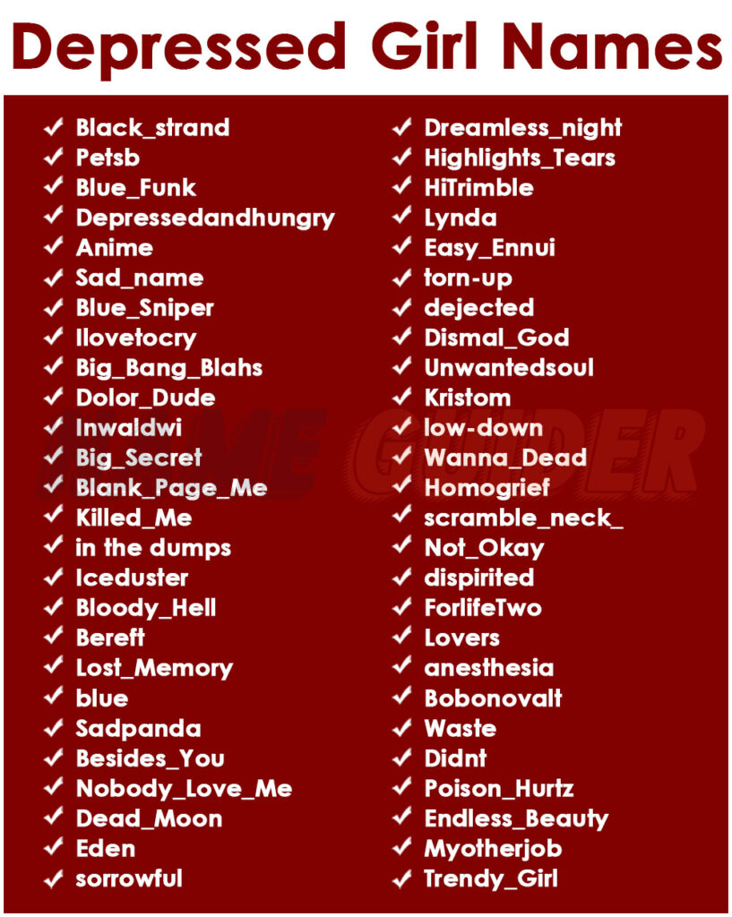 Depressed Girl Names