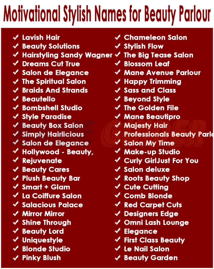 Motivational Stylish Names for Beauty Parlour
