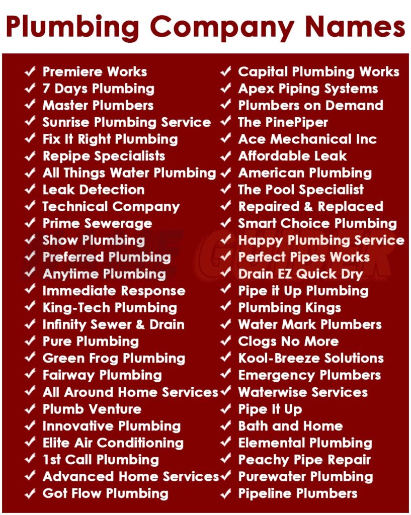 Plumbing Company Names