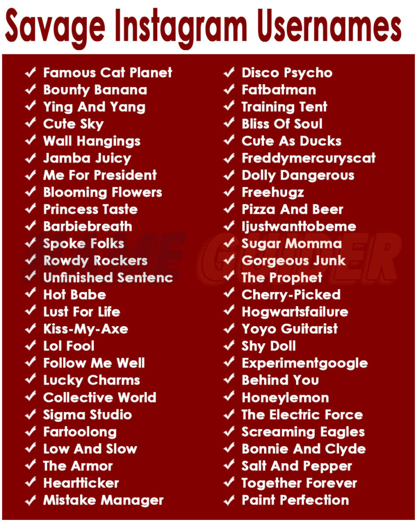 Savage Instagram Usernames