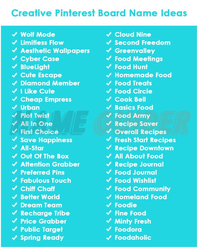 Creative Pinterest Board Names Ideas