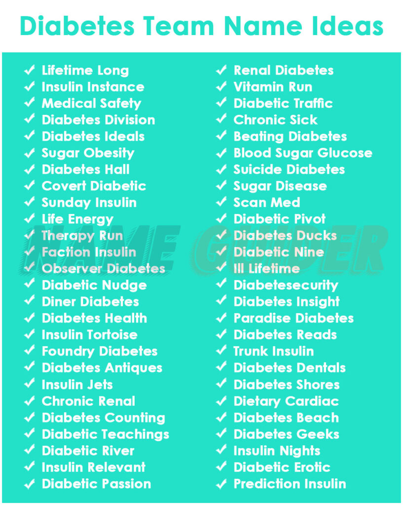 Diabetes Team Names Ideas