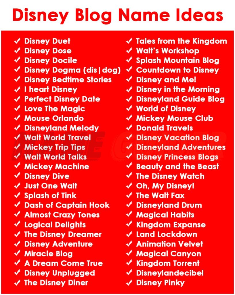 Disney Blog Names Ideas