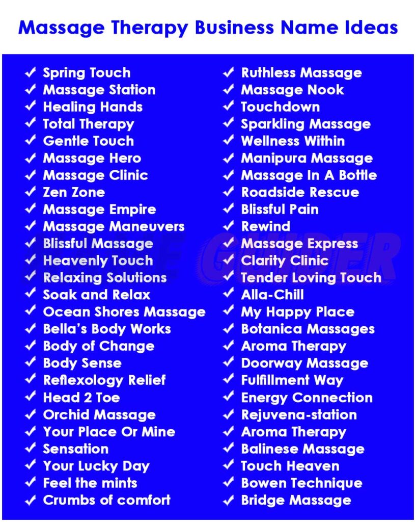 Massage Therapy Business Names Ideas