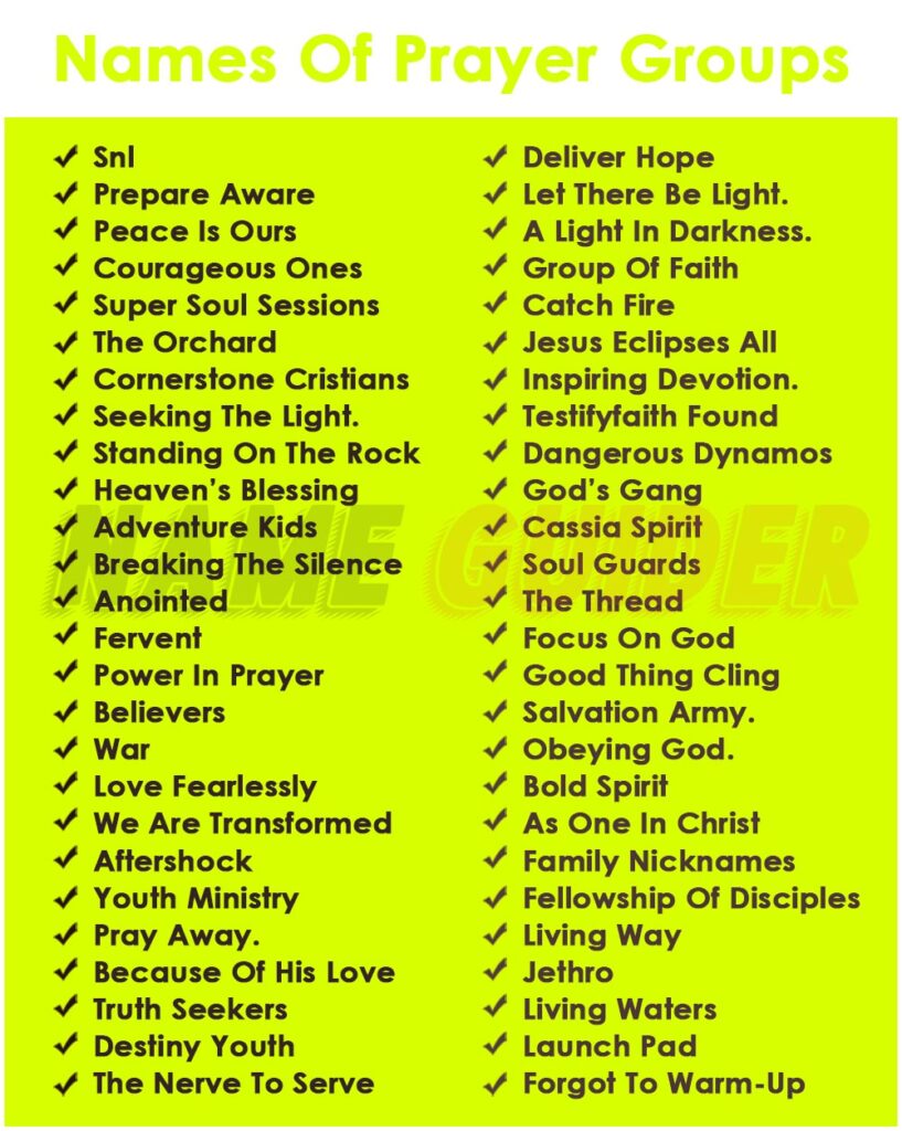 Name Of Prayer Groups