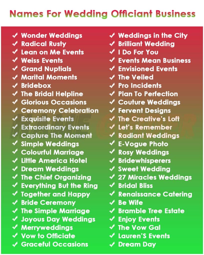 Names For Wedding Officiant Business