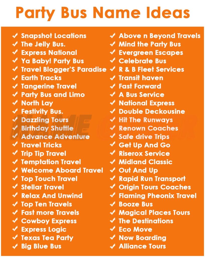 Party Bus Names Ideas