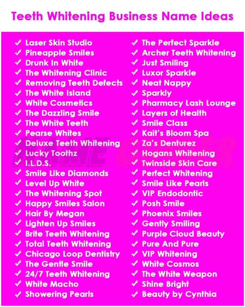 Teeth Whitening Business Names Ideas