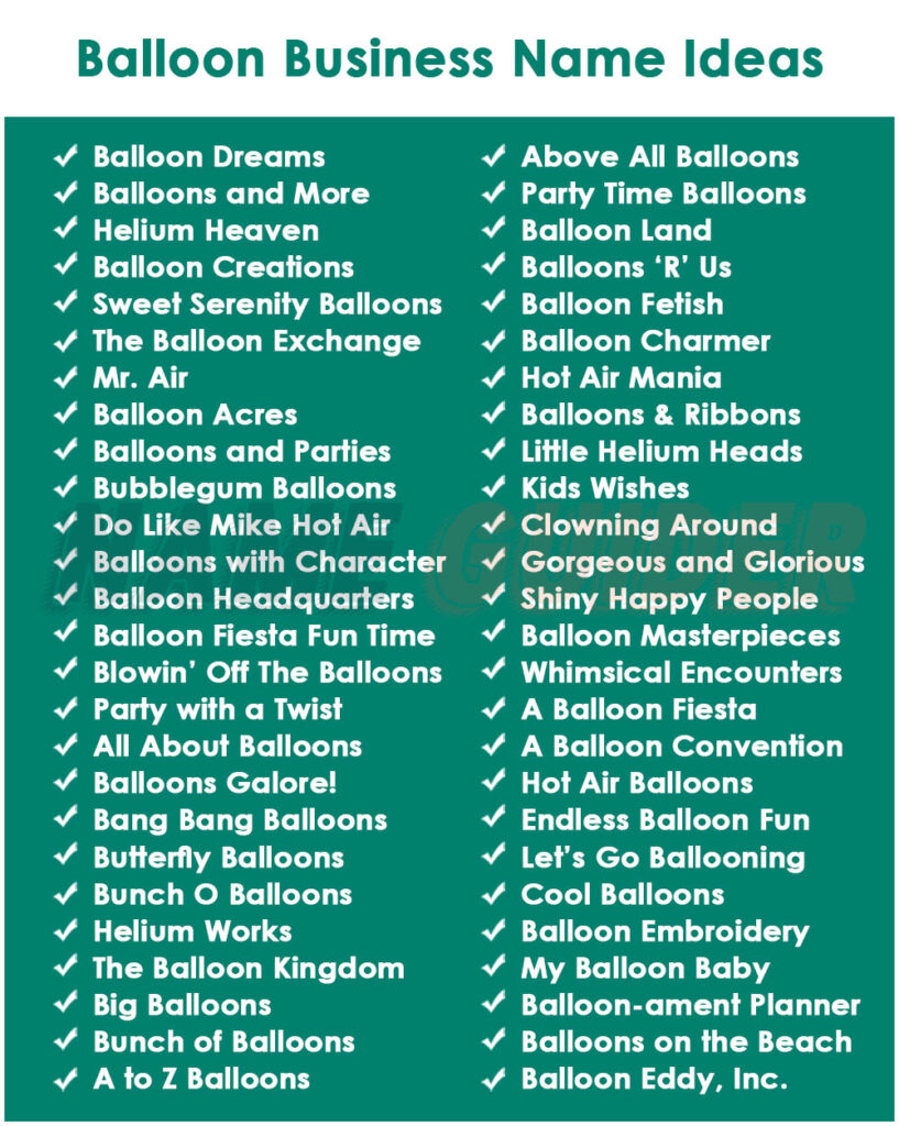 Balloon Business Names Ideas