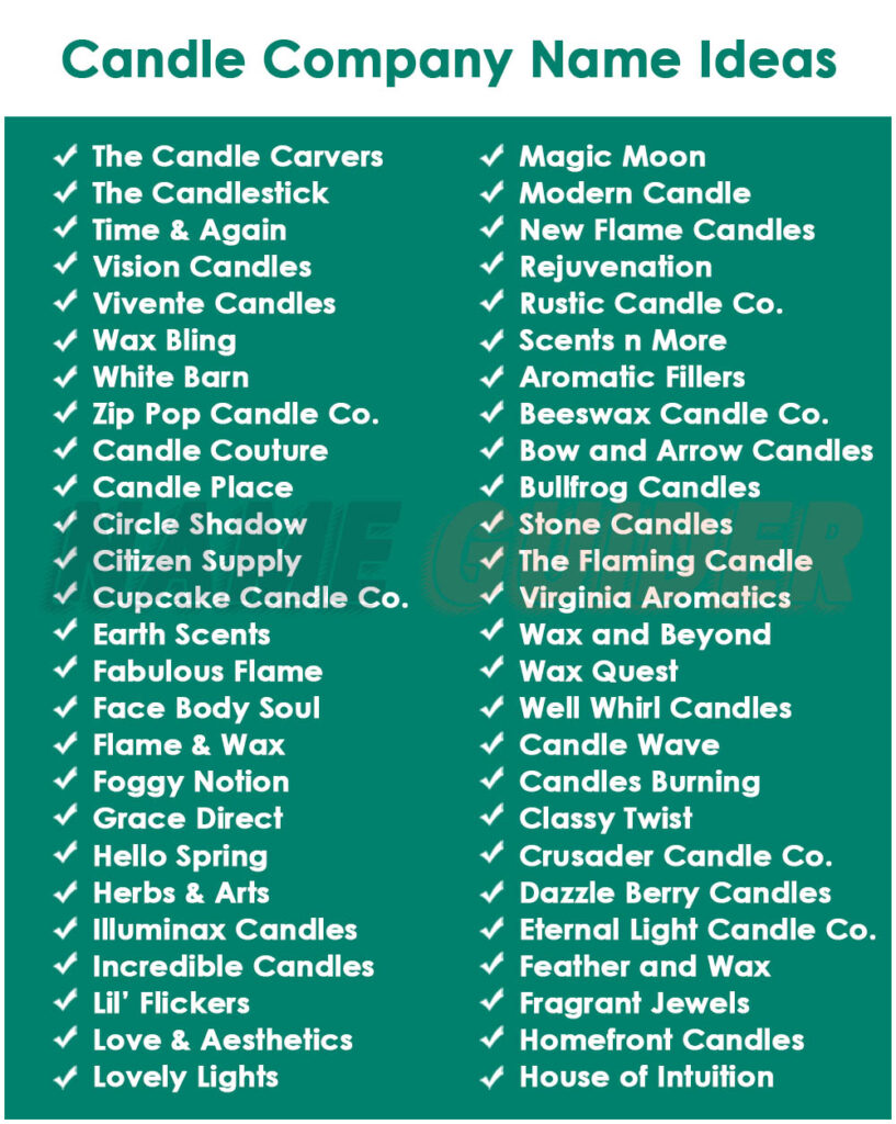 Candle Company Names Ideas