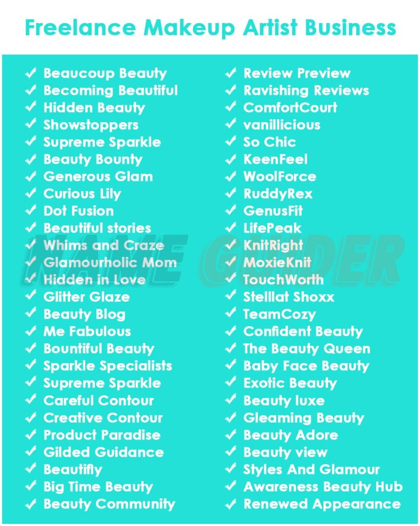 Freelance Makeup Artist Business Names Ideas