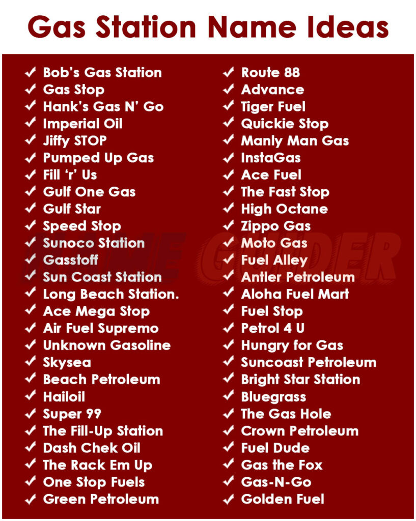 Gas Station Names Ideas