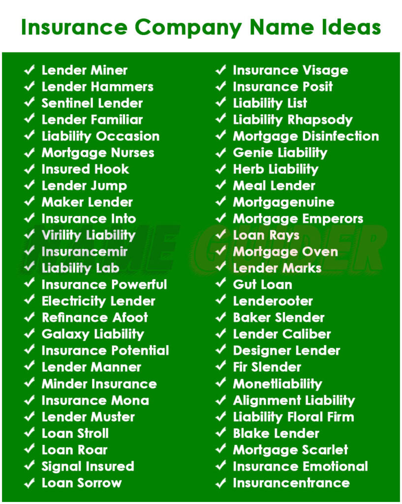 Insurance Company Names Ideas