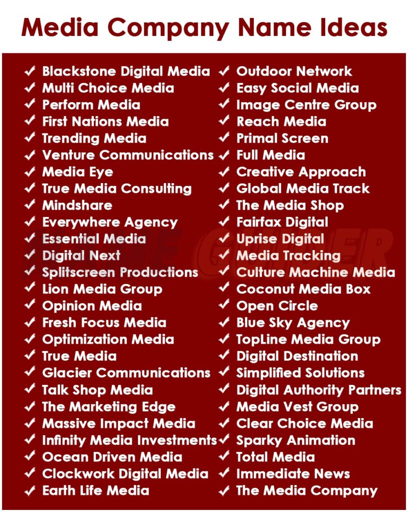 Media Company Names Ideas