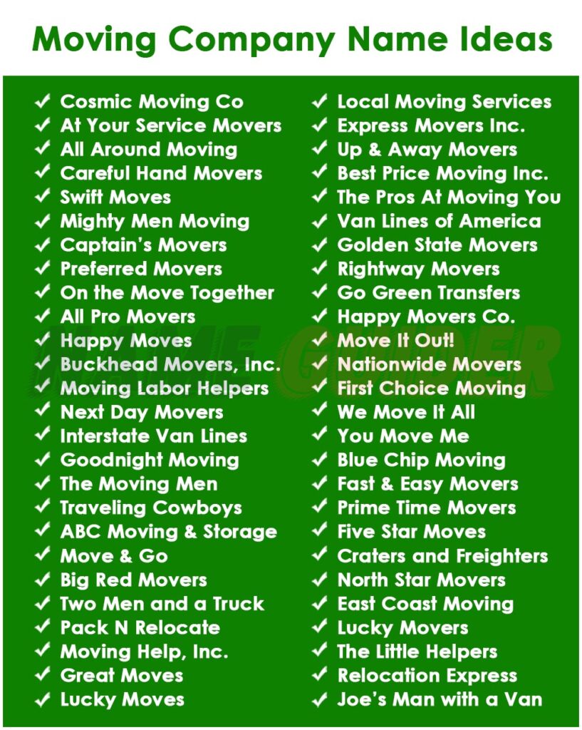 Moving Company Names Ideas