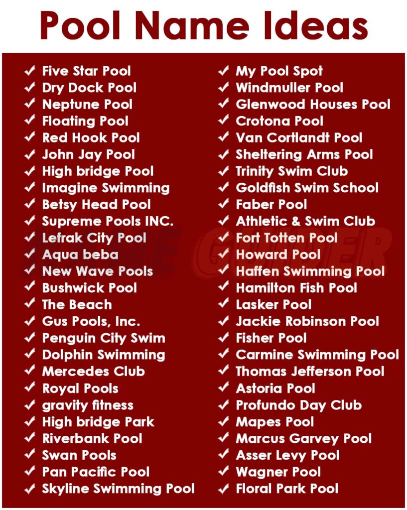 Pool Names Ideas