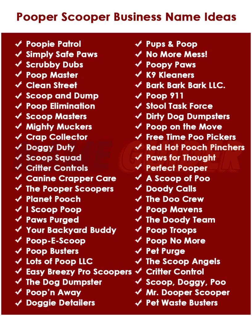 Pooper Scooper Business Names Ideas