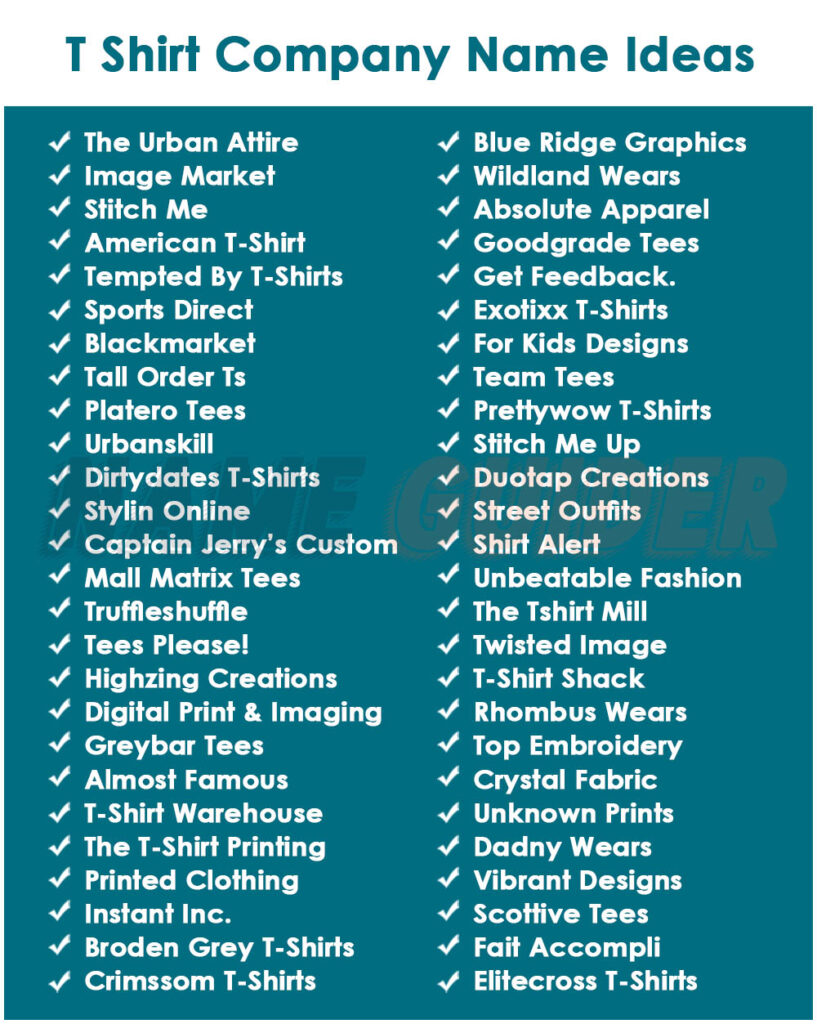 Shirt company name list hotsell