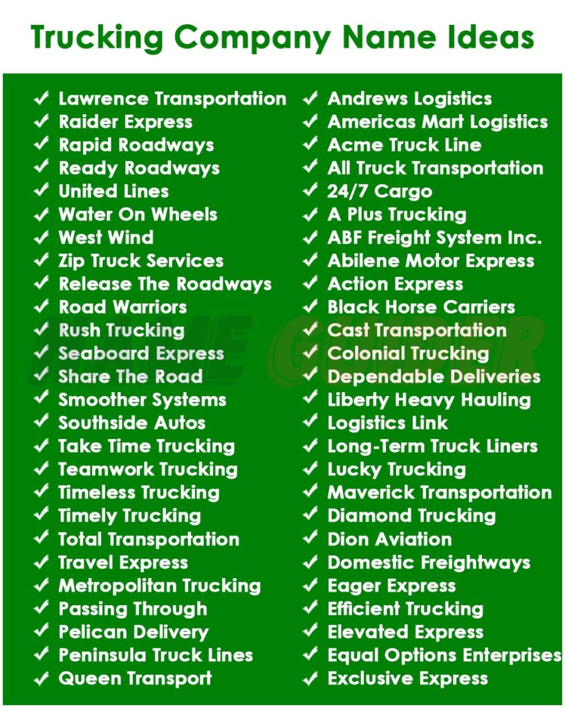 Truck Company Names Ideas