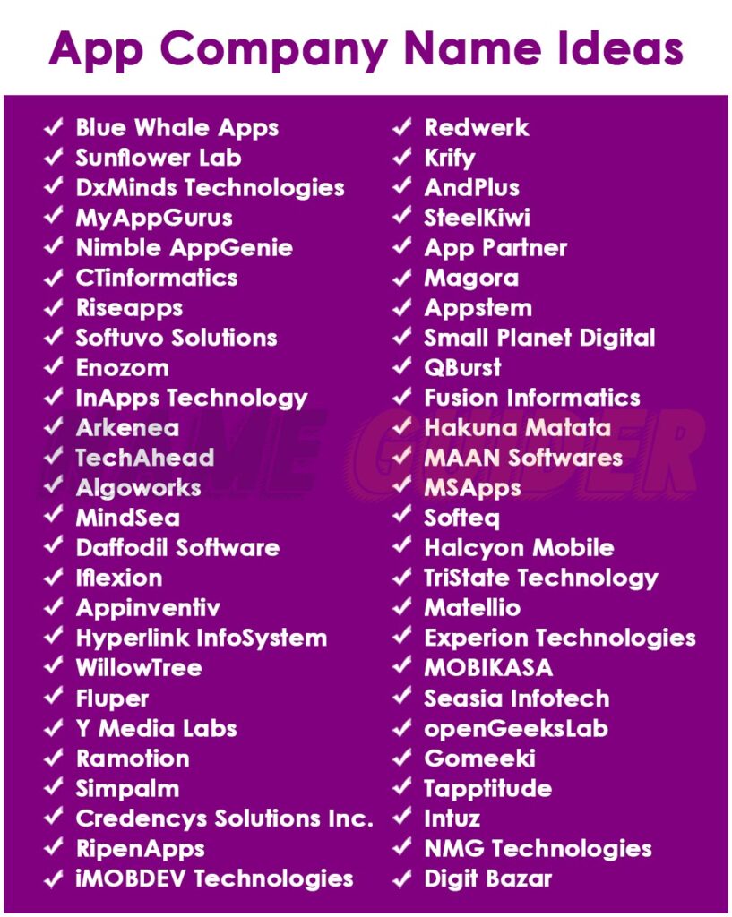 App Company Names Ideas