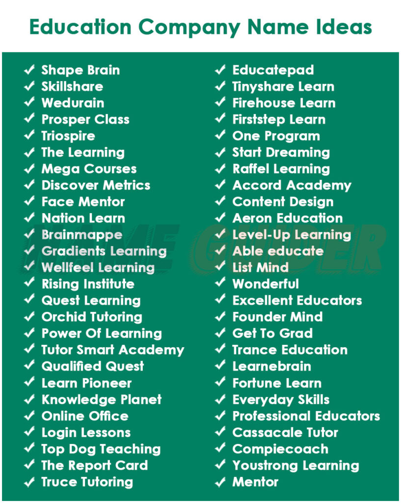 Company Names Ideas For Education