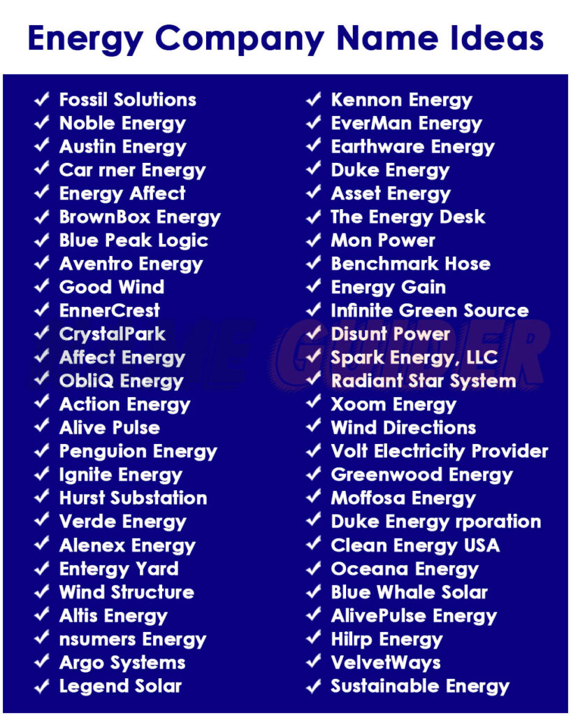 Energy Company Names Ideas