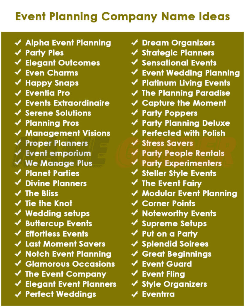 Event Planning Company Names Ideas
