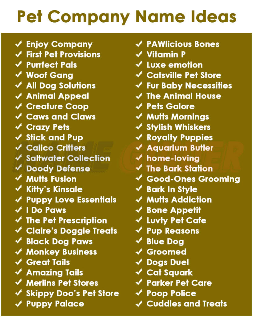 Pet Company Names Ideas