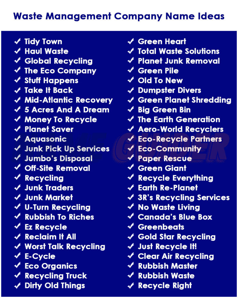 Waste Management Company Names Ideas