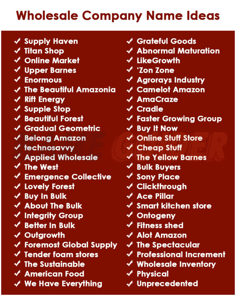 Wholesale Company Names Ideas