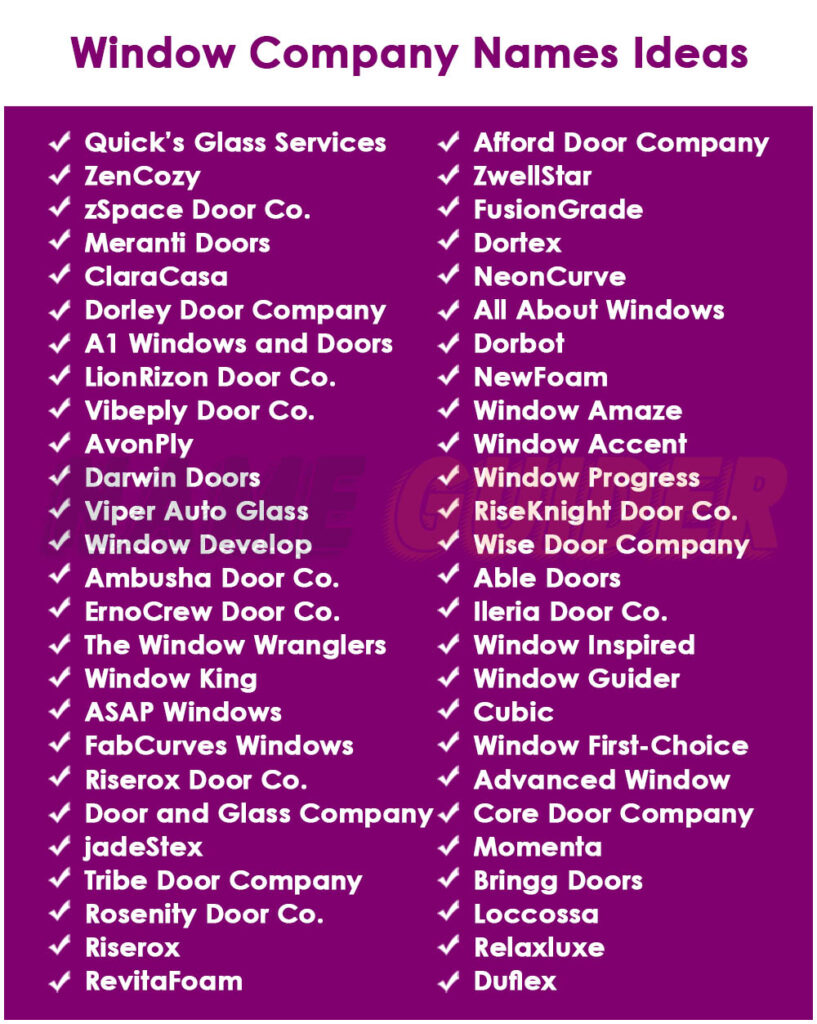 Window Company Names Ideas