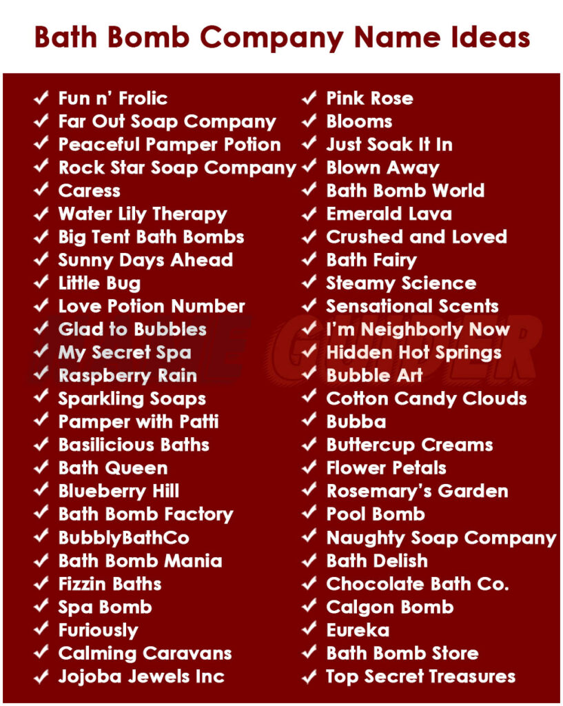 Bath Bomb Company Names Ideas