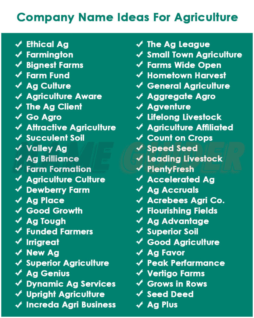Company Names Ideas For Agriculture