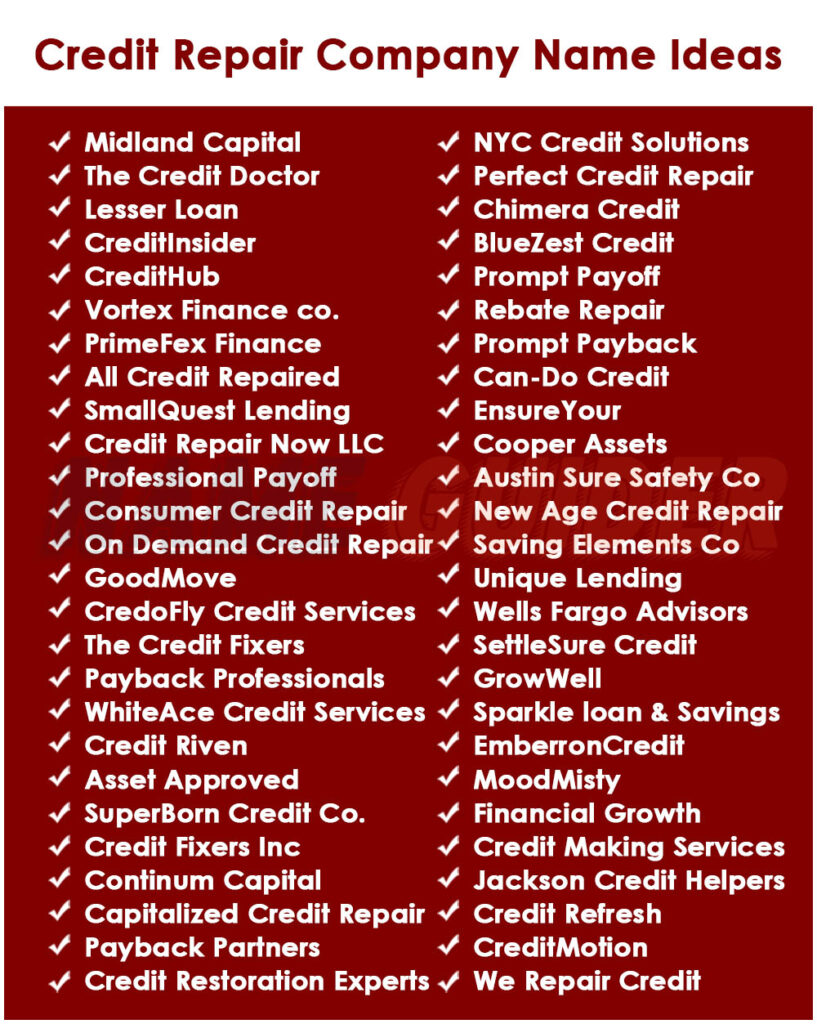 Credit Repair Company Names Ideas