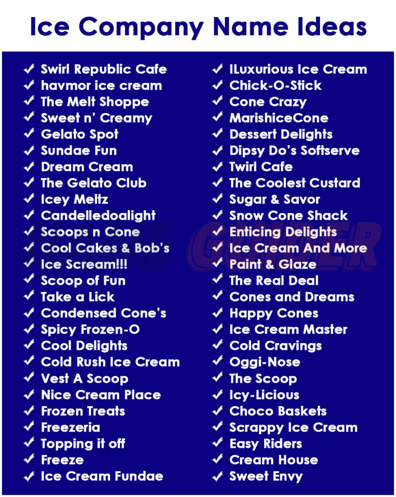 Ice Cream Company Names Ideas