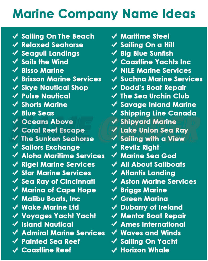 Marine Company Names Ideas