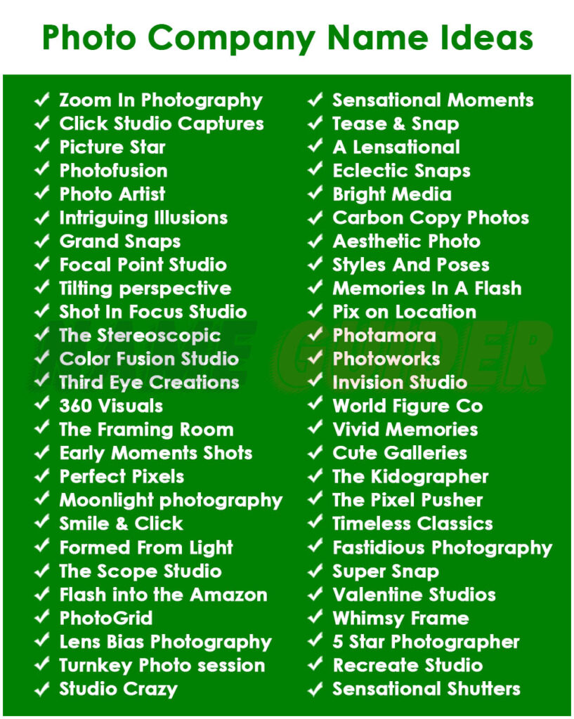 Photo Company Names Ideas